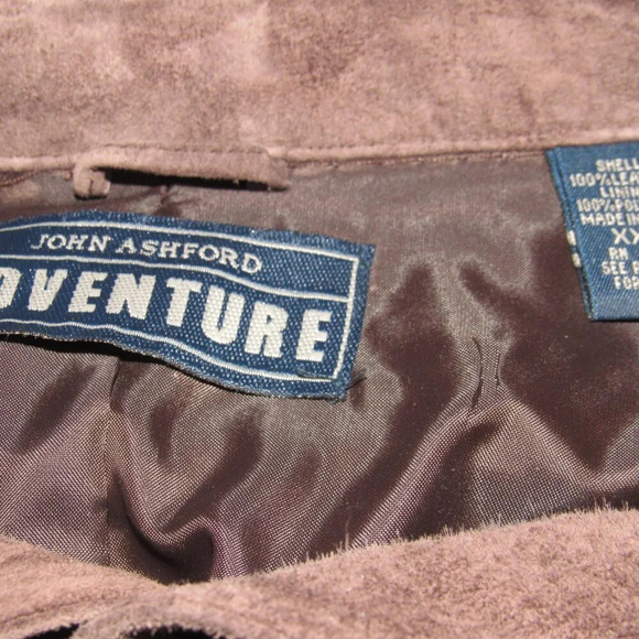 JOHN ASHFORD ADVENTURE Button Front Brown Suede Leather Lined Jacket Size XXL - Picture 4 of 4